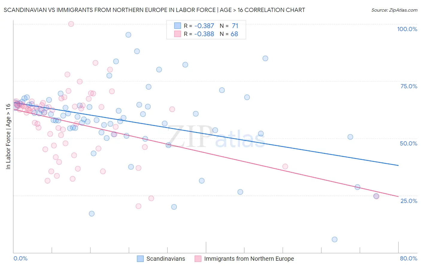 Scandinavian vs Immigrants from Northern Europe In Labor Force | Age > 16