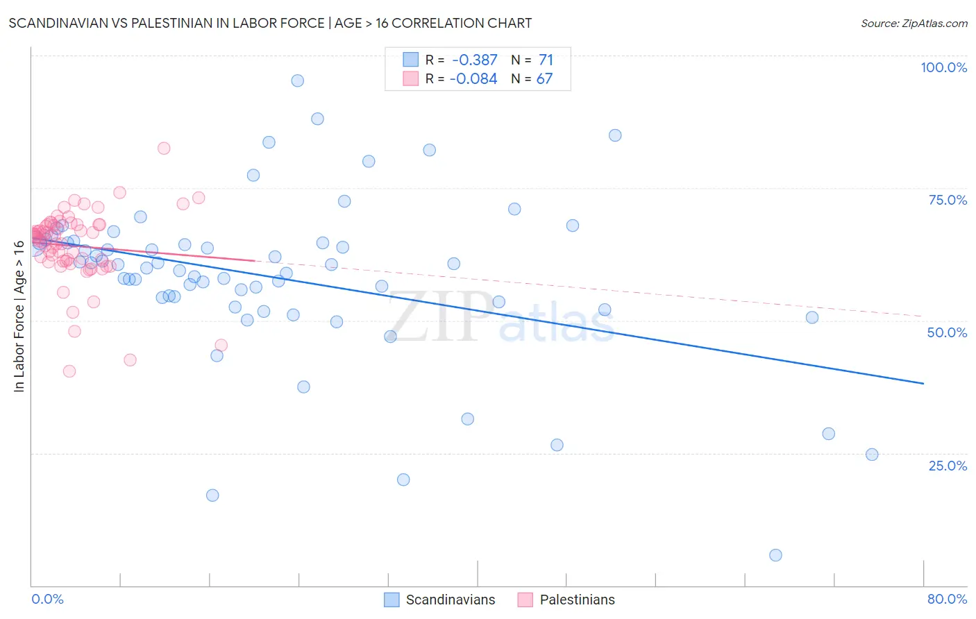Scandinavian vs Palestinian In Labor Force | Age > 16