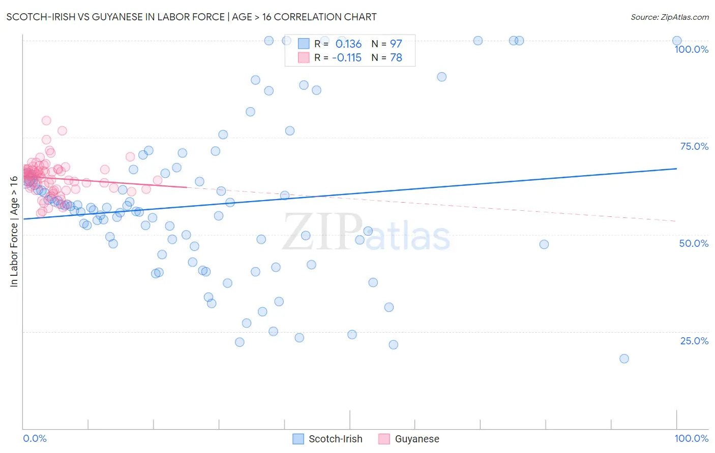 Scotch-Irish vs Guyanese In Labor Force | Age > 16