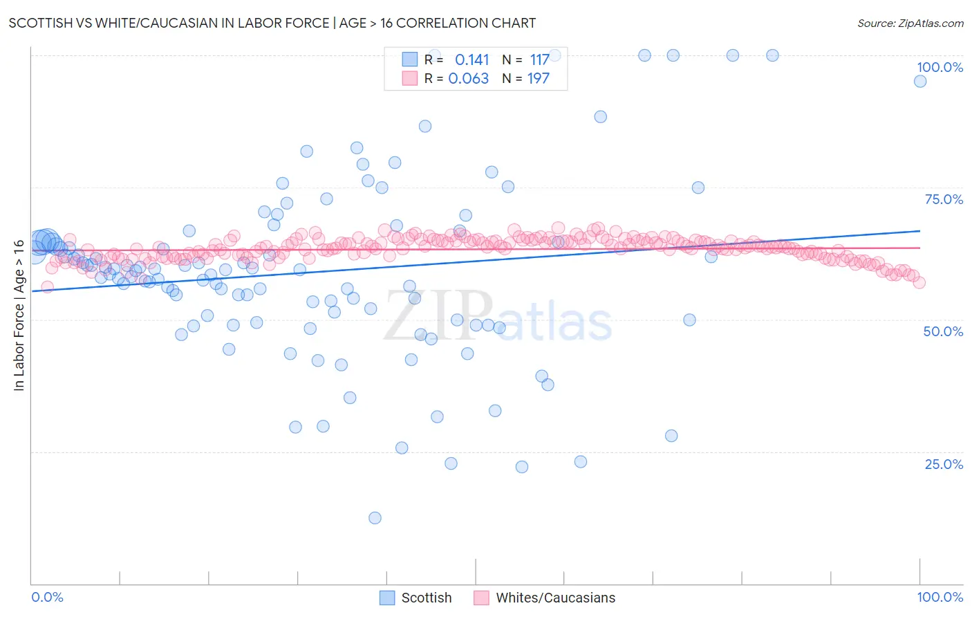 Scottish vs White/Caucasian In Labor Force | Age > 16