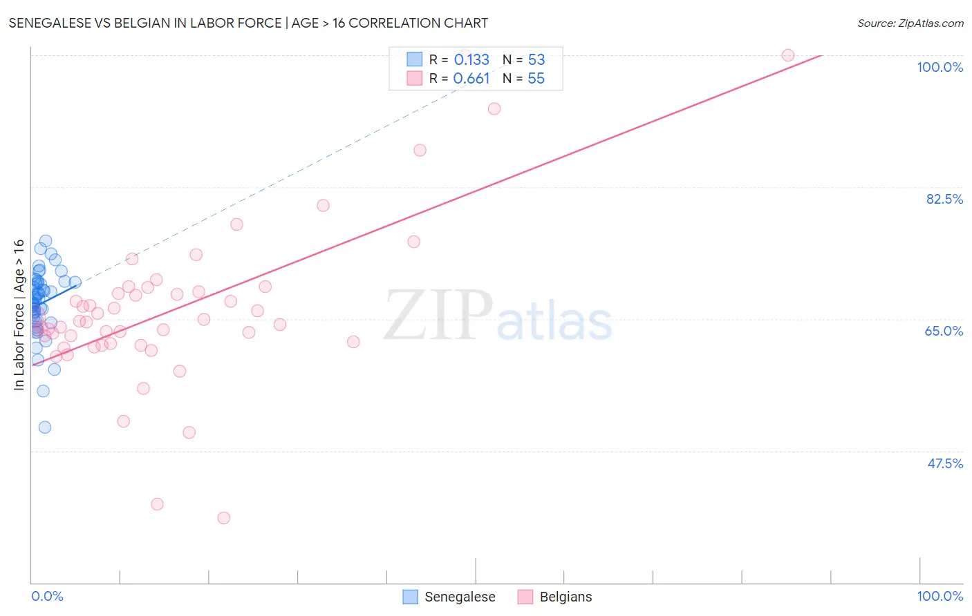 Senegalese vs Belgian In Labor Force | Age > 16