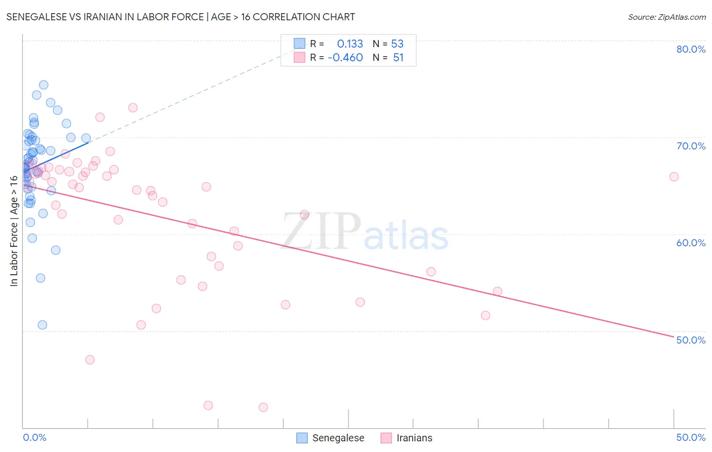Senegalese vs Iranian In Labor Force | Age > 16