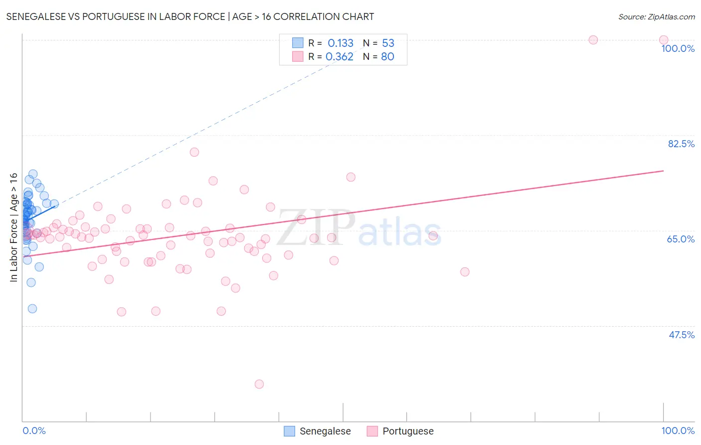 Senegalese vs Portuguese In Labor Force | Age > 16