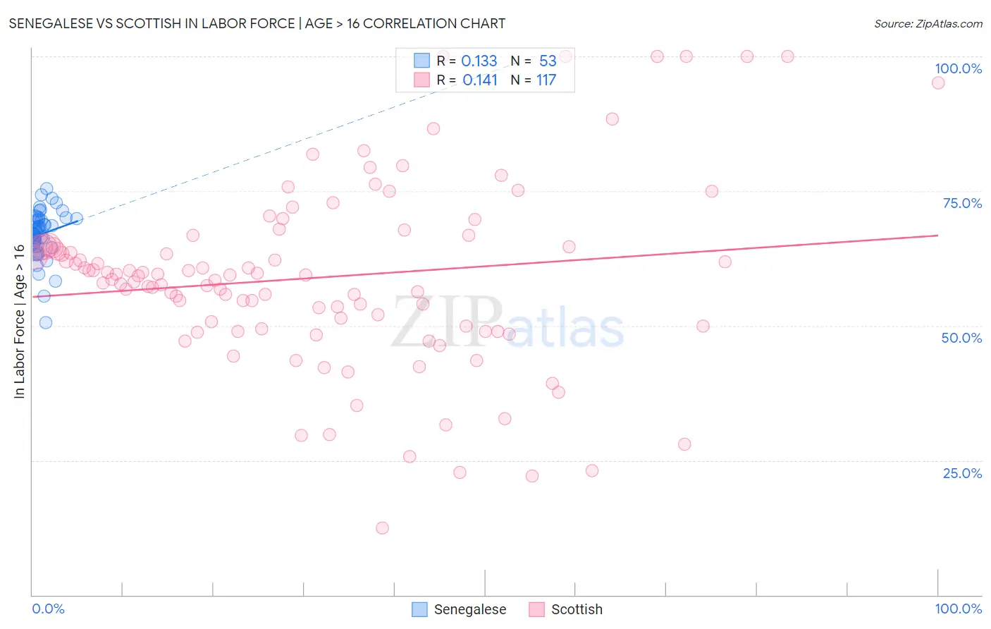 Senegalese vs Scottish In Labor Force | Age > 16
