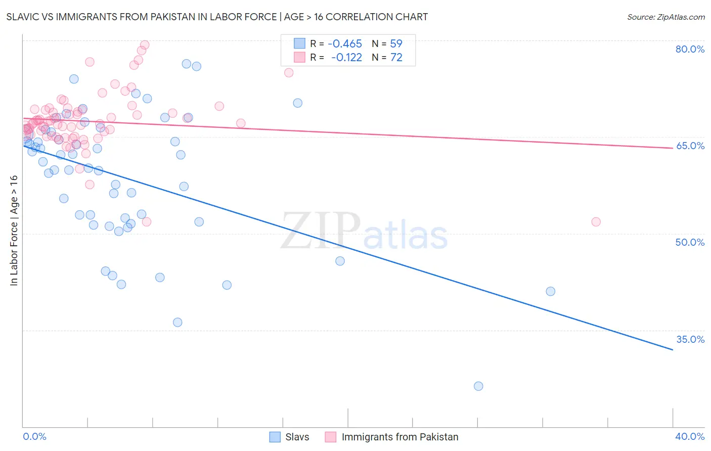 Slavic vs Immigrants from Pakistan In Labor Force | Age > 16