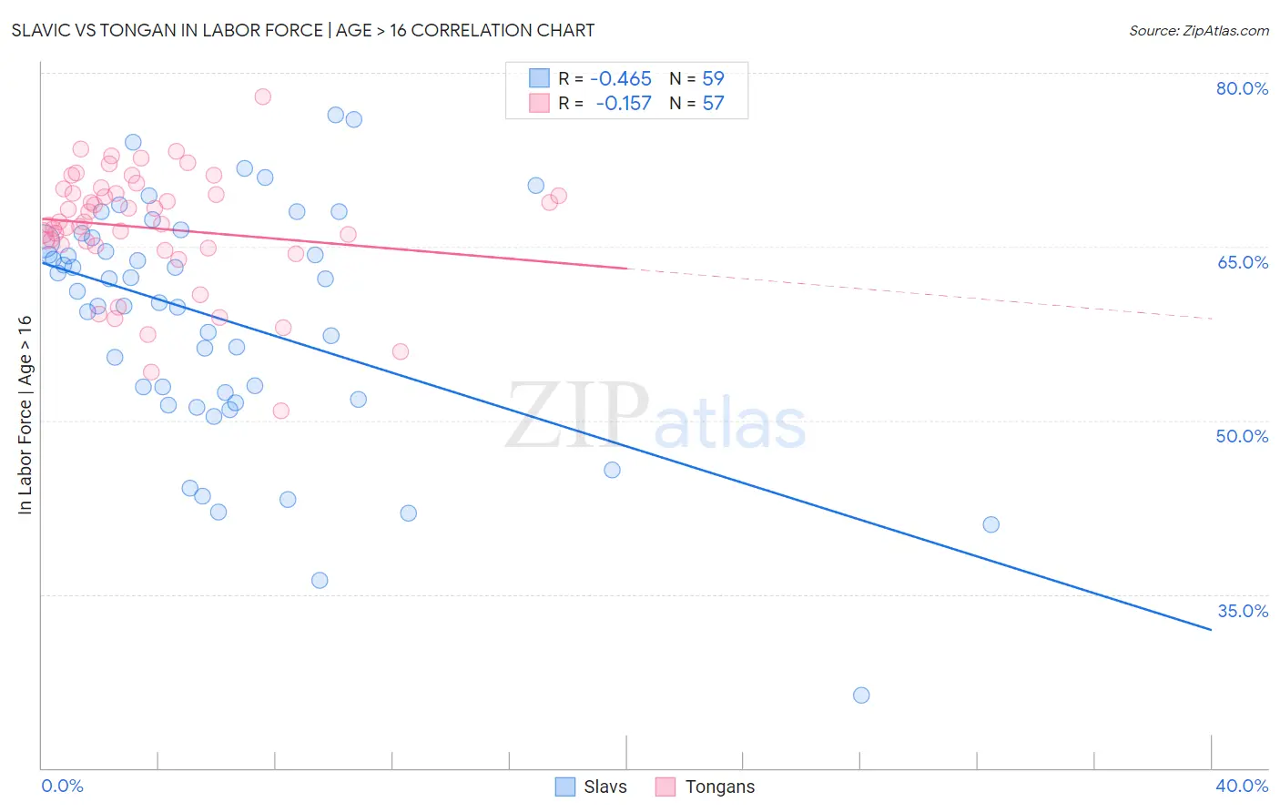 Slavic vs Tongan In Labor Force | Age > 16