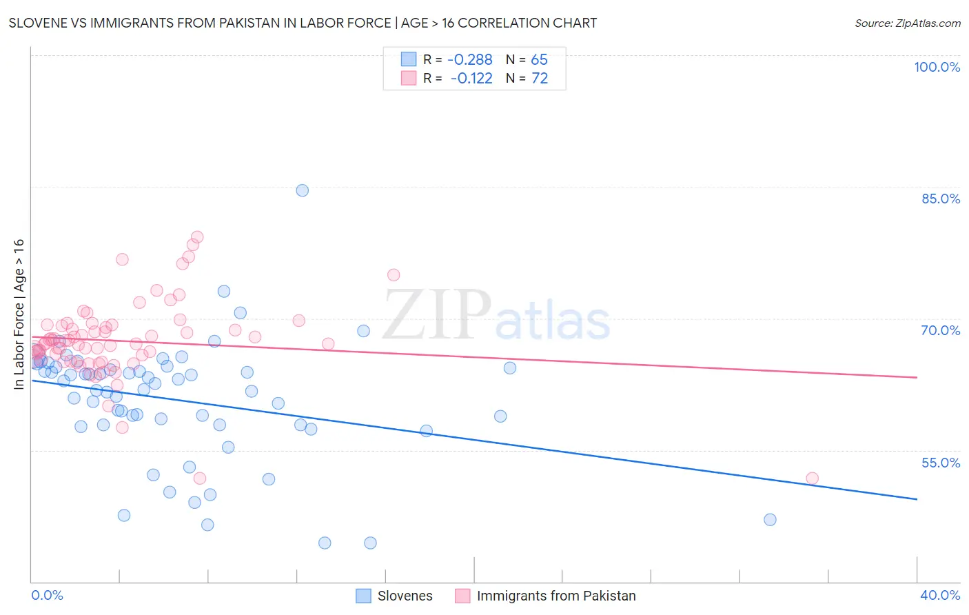 Slovene vs Immigrants from Pakistan In Labor Force | Age > 16