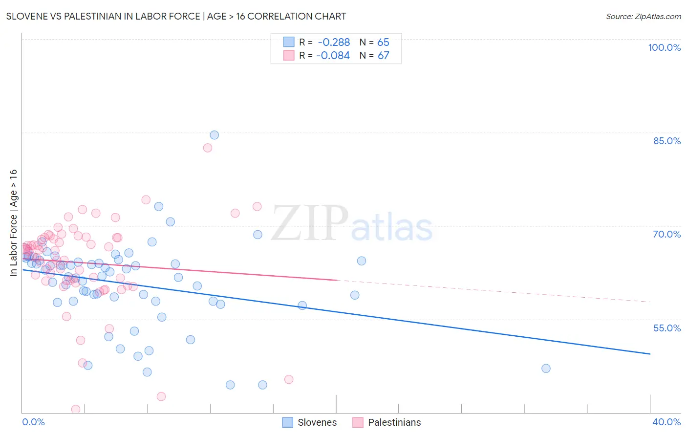 Slovene vs Palestinian In Labor Force | Age > 16