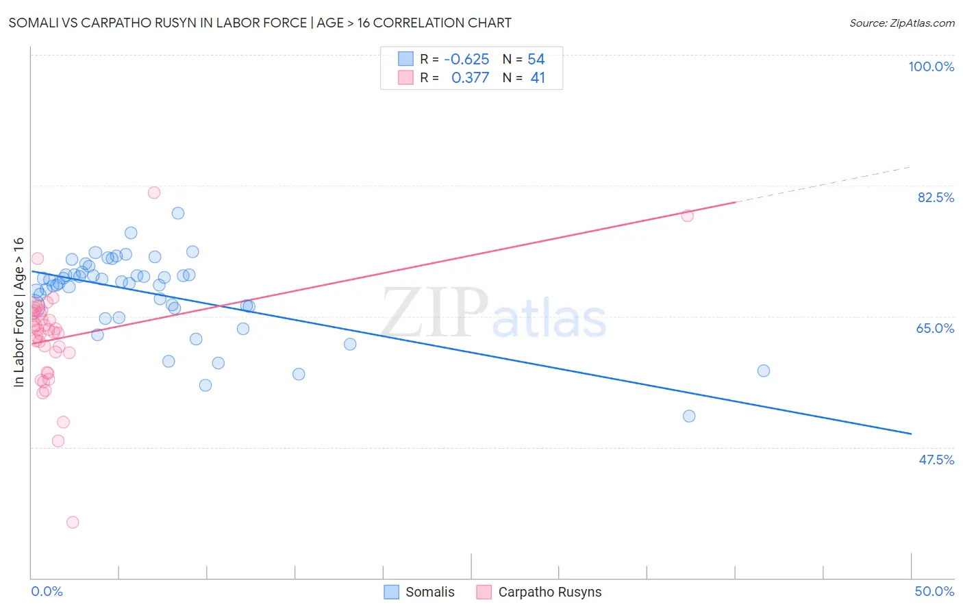 Somali vs Carpatho Rusyn In Labor Force | Age > 16