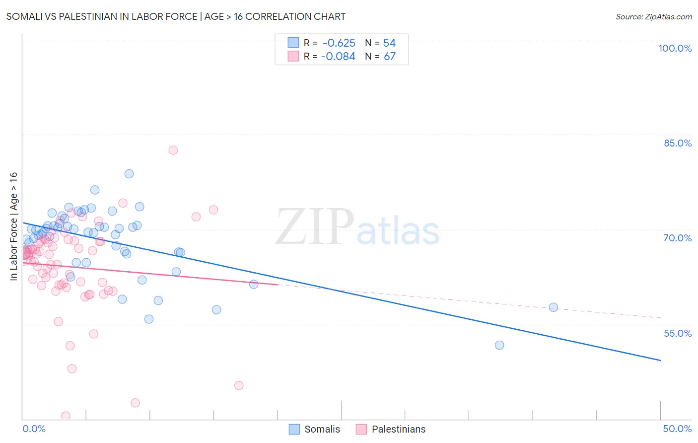 Somali vs Palestinian In Labor Force | Age > 16