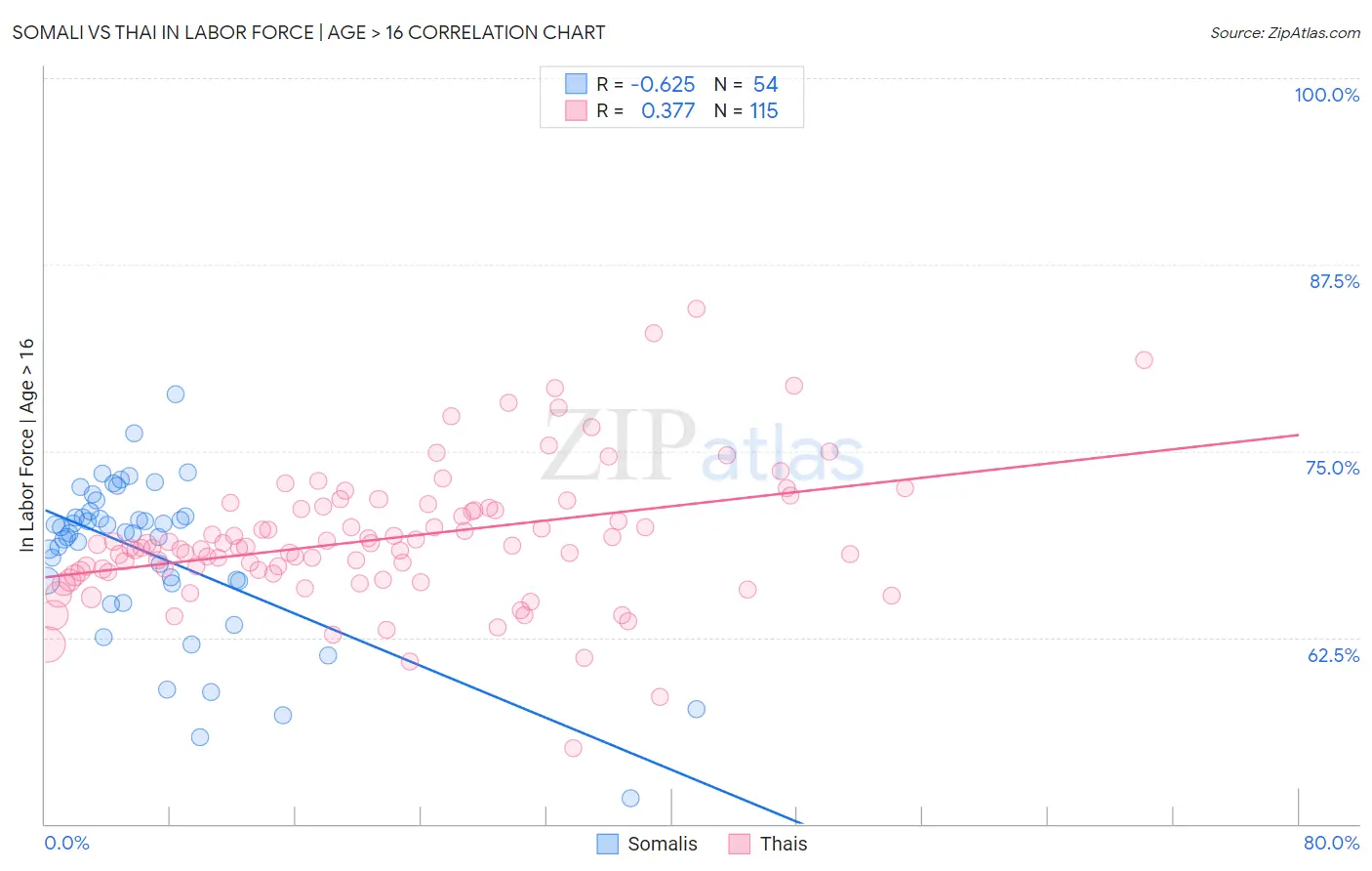 Somali vs Thai In Labor Force | Age > 16