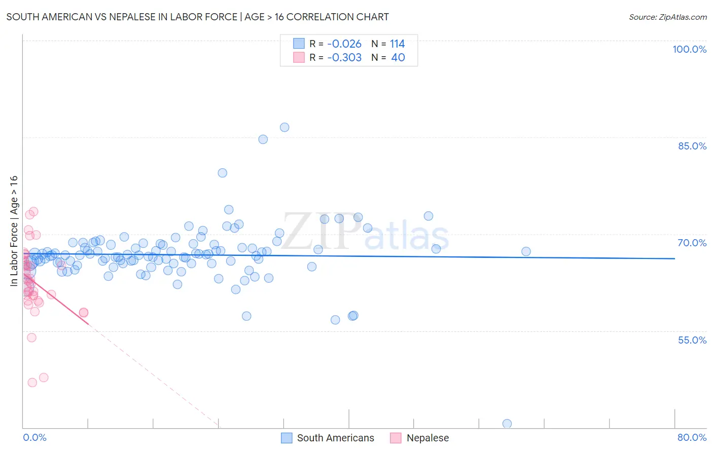 South American vs Nepalese In Labor Force | Age > 16