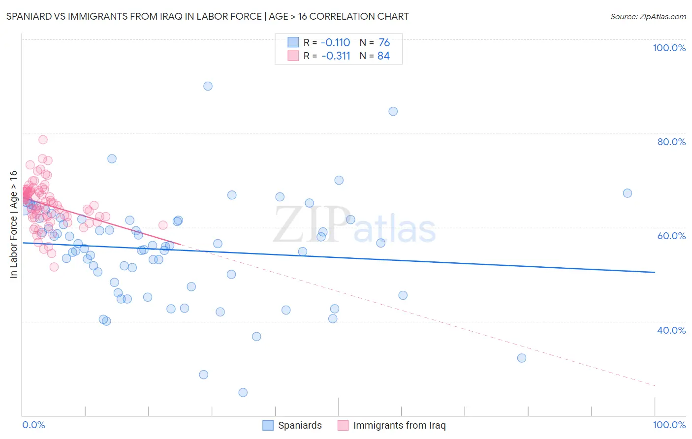 Spaniard vs Immigrants from Iraq In Labor Force | Age > 16