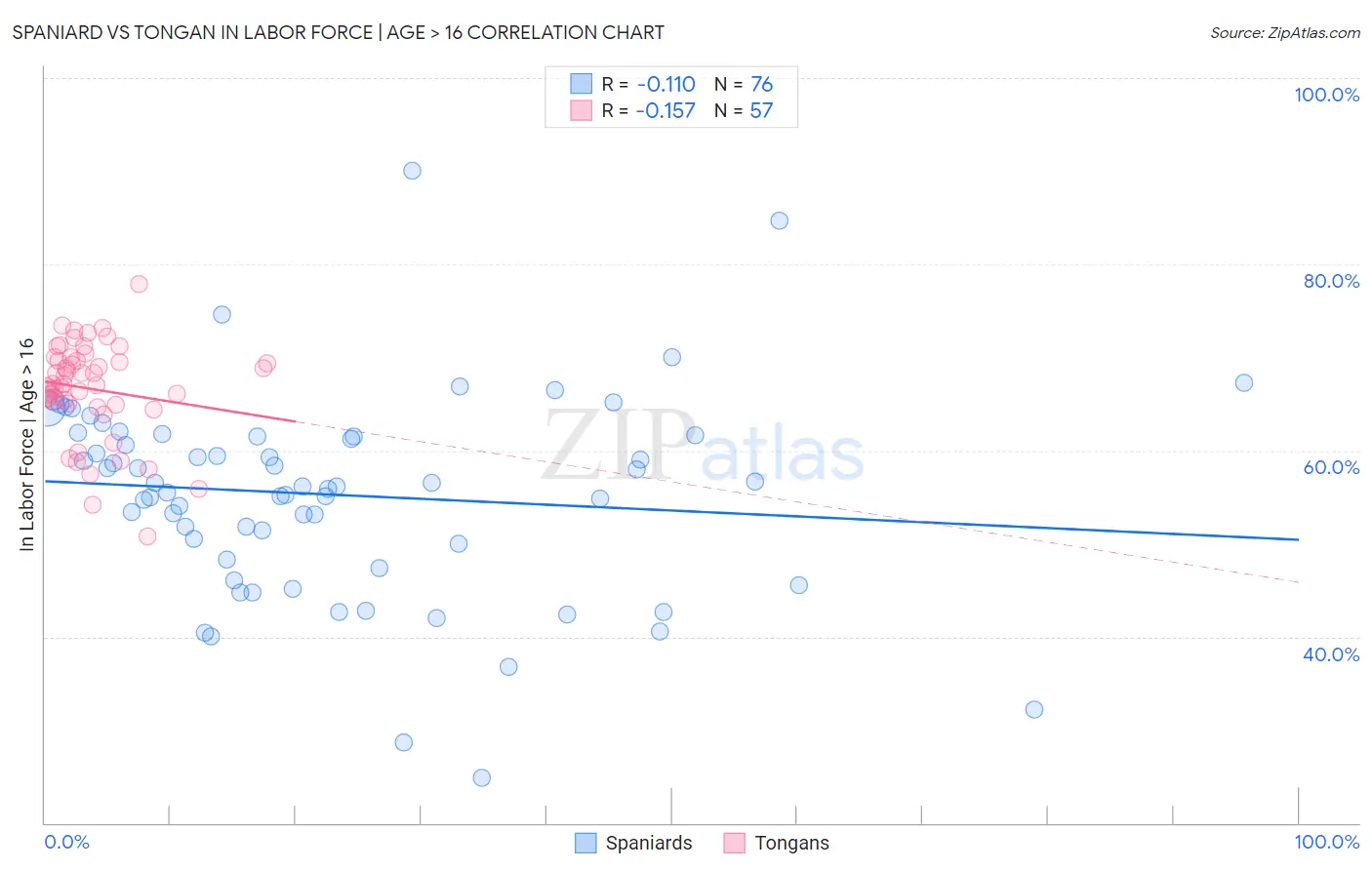 Spaniard vs Tongan In Labor Force | Age > 16