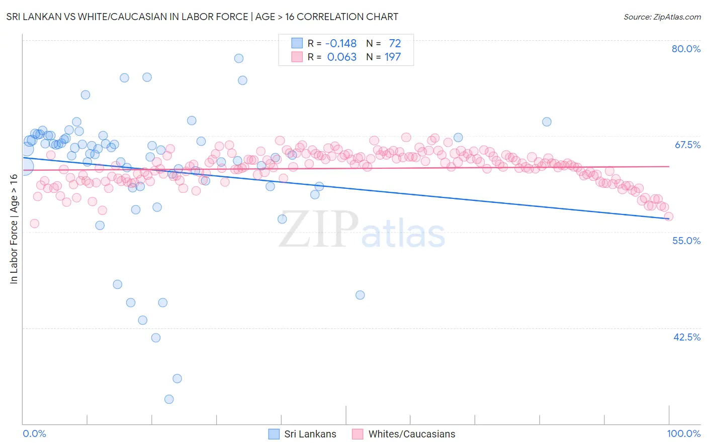 Sri Lankan vs White/Caucasian In Labor Force | Age > 16