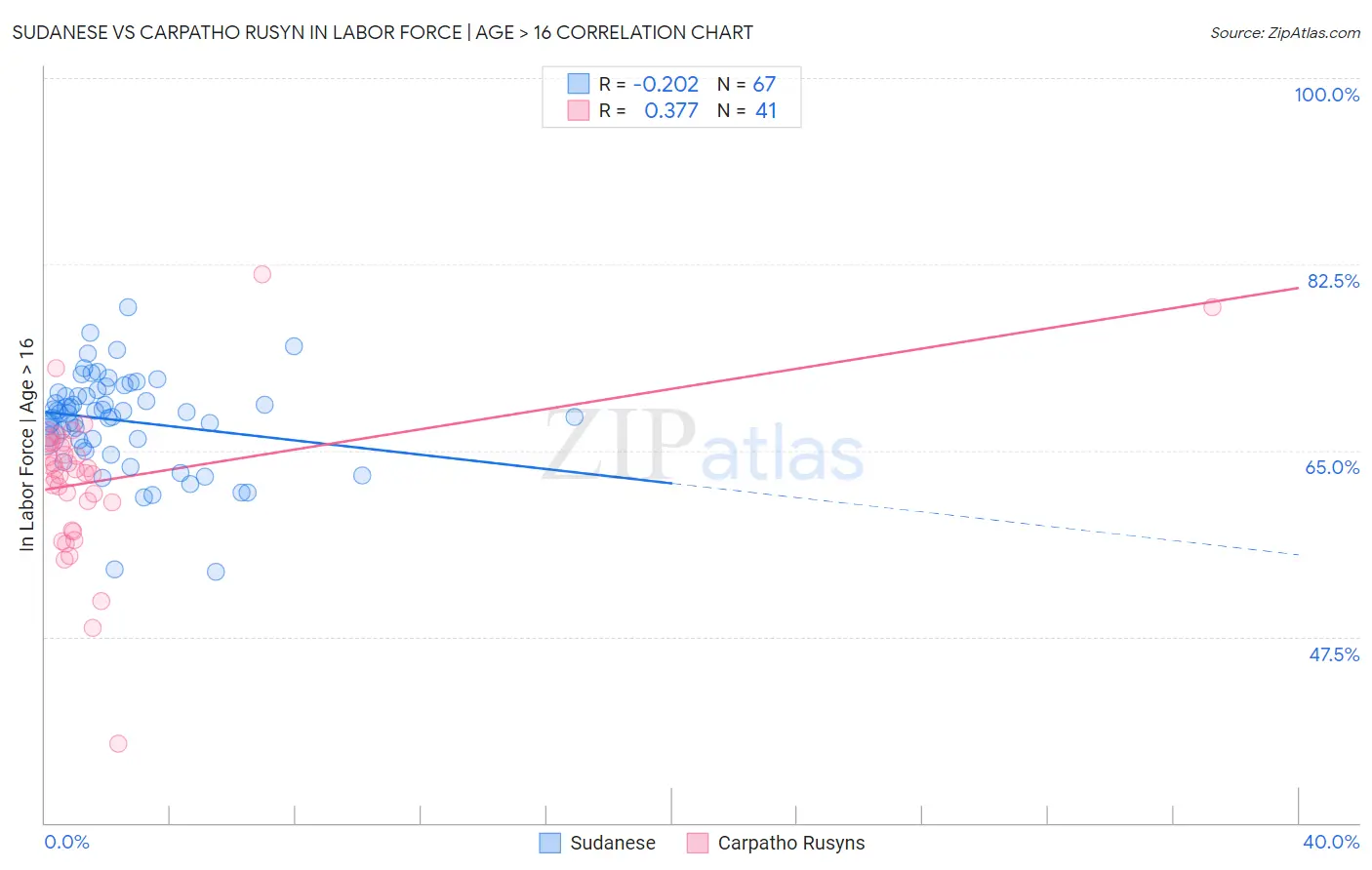 Sudanese vs Carpatho Rusyn In Labor Force | Age > 16