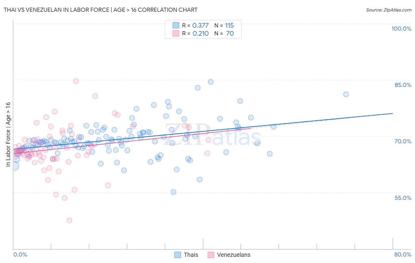 Thai vs Venezuelan In Labor Force | Age > 16