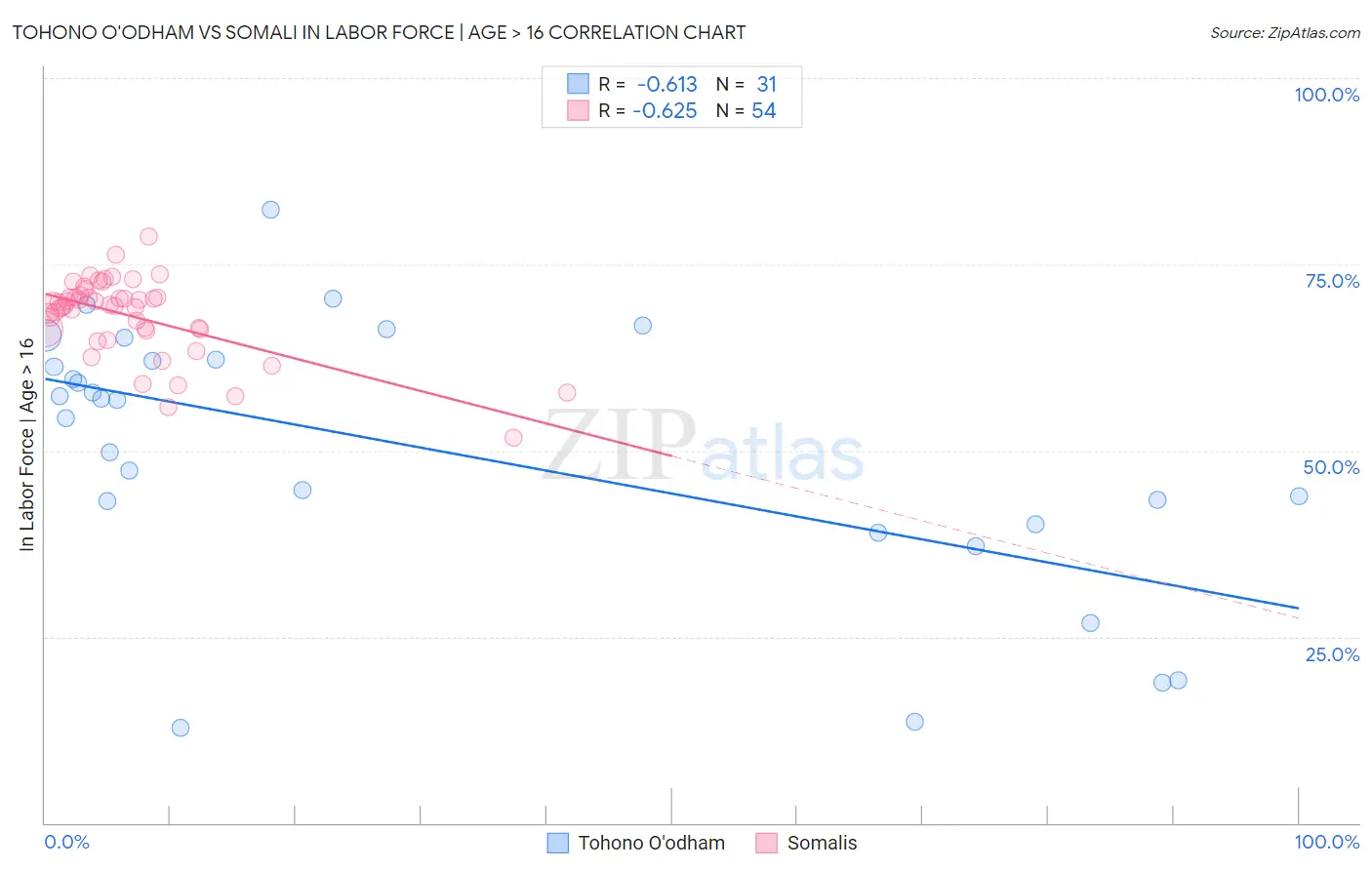 Tohono O'odham vs Somali In Labor Force | Age > 16