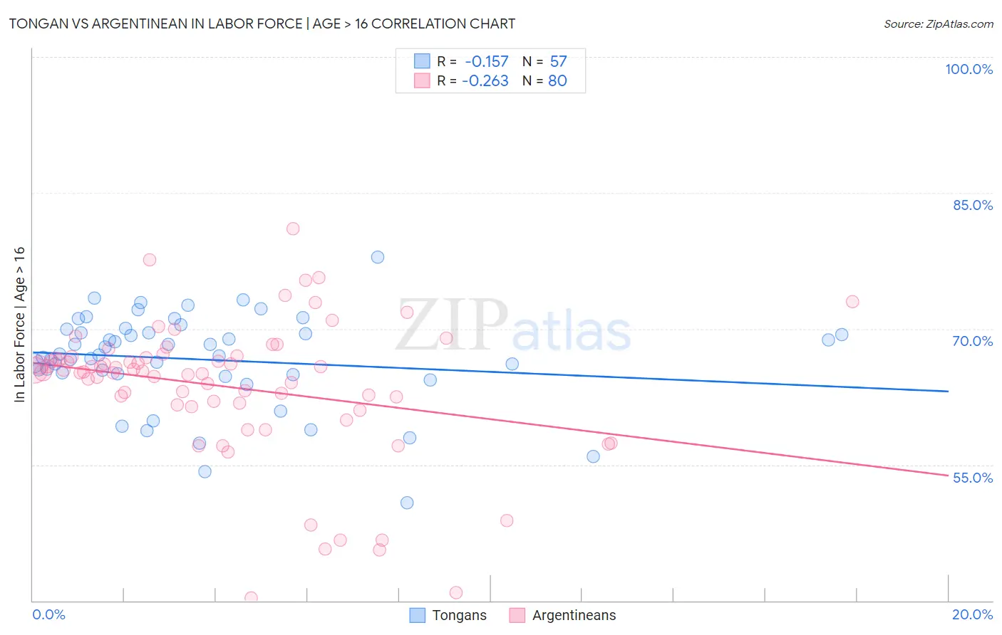 Tongan vs Argentinean In Labor Force | Age > 16
