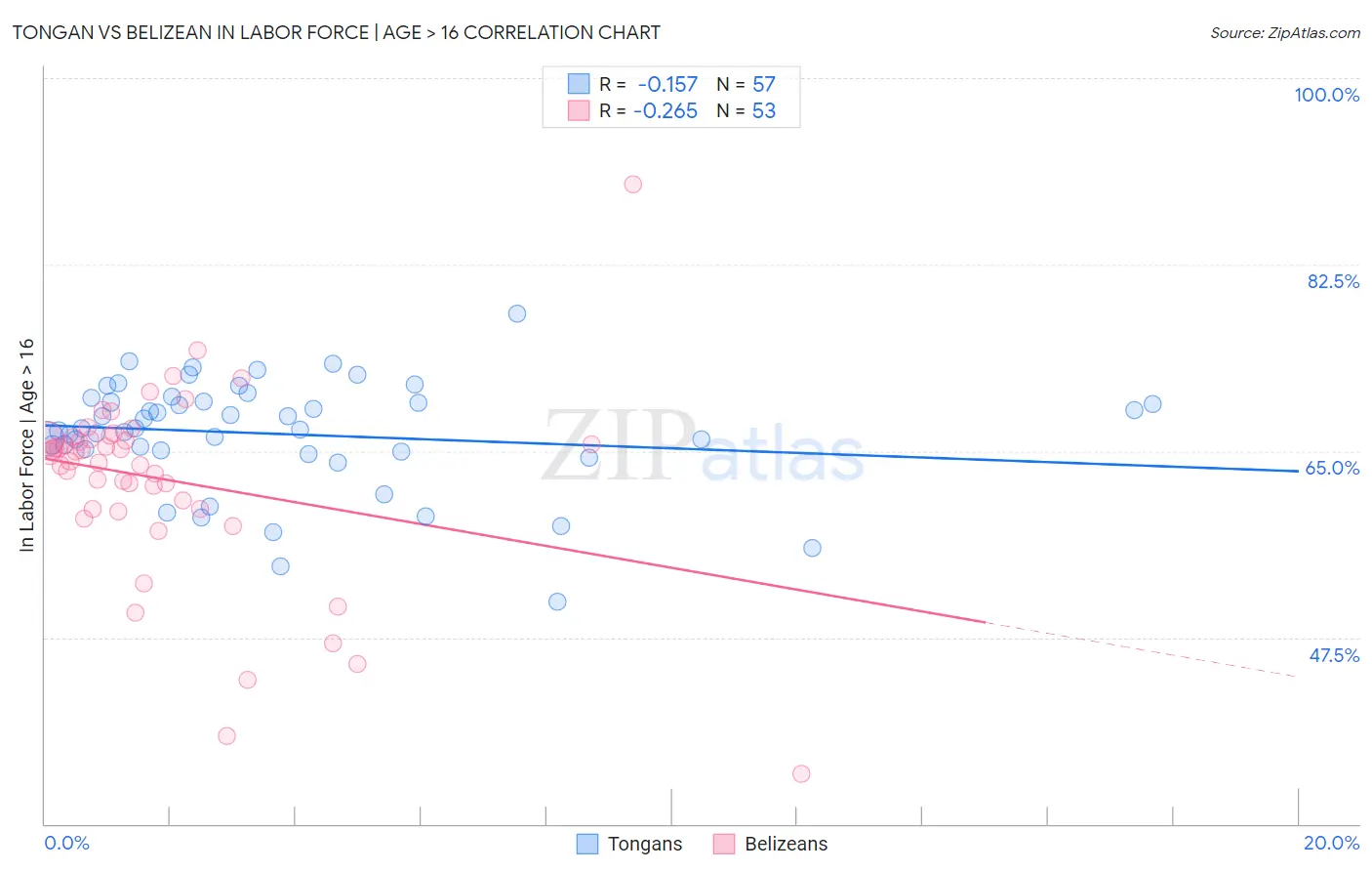 Tongan vs Belizean In Labor Force | Age > 16