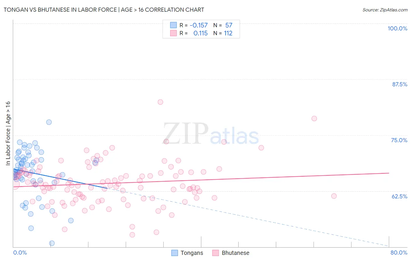 Tongan vs Bhutanese In Labor Force | Age > 16
