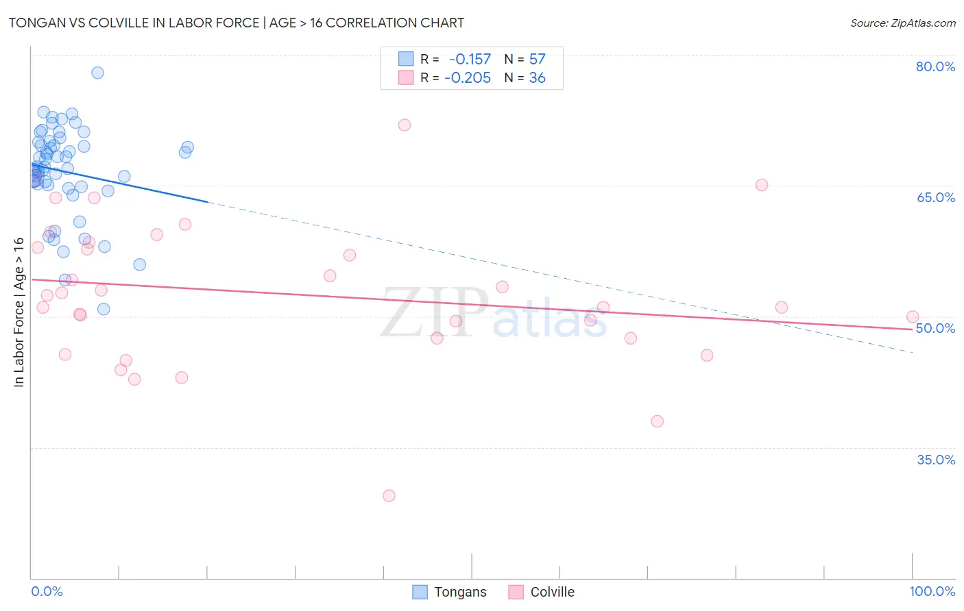 Tongan vs Colville In Labor Force | Age > 16