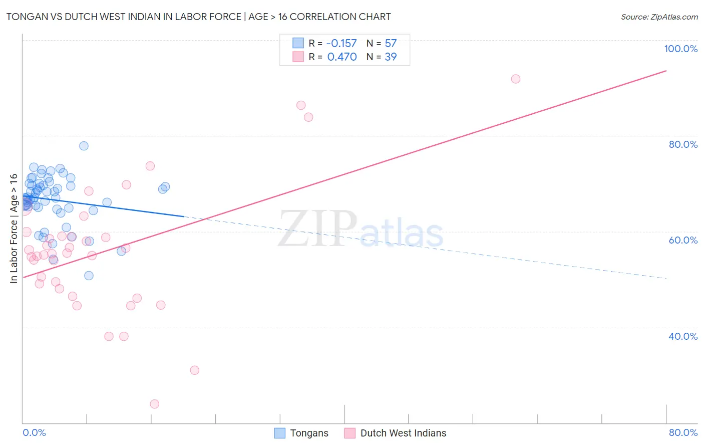 Tongan vs Dutch West Indian In Labor Force | Age > 16