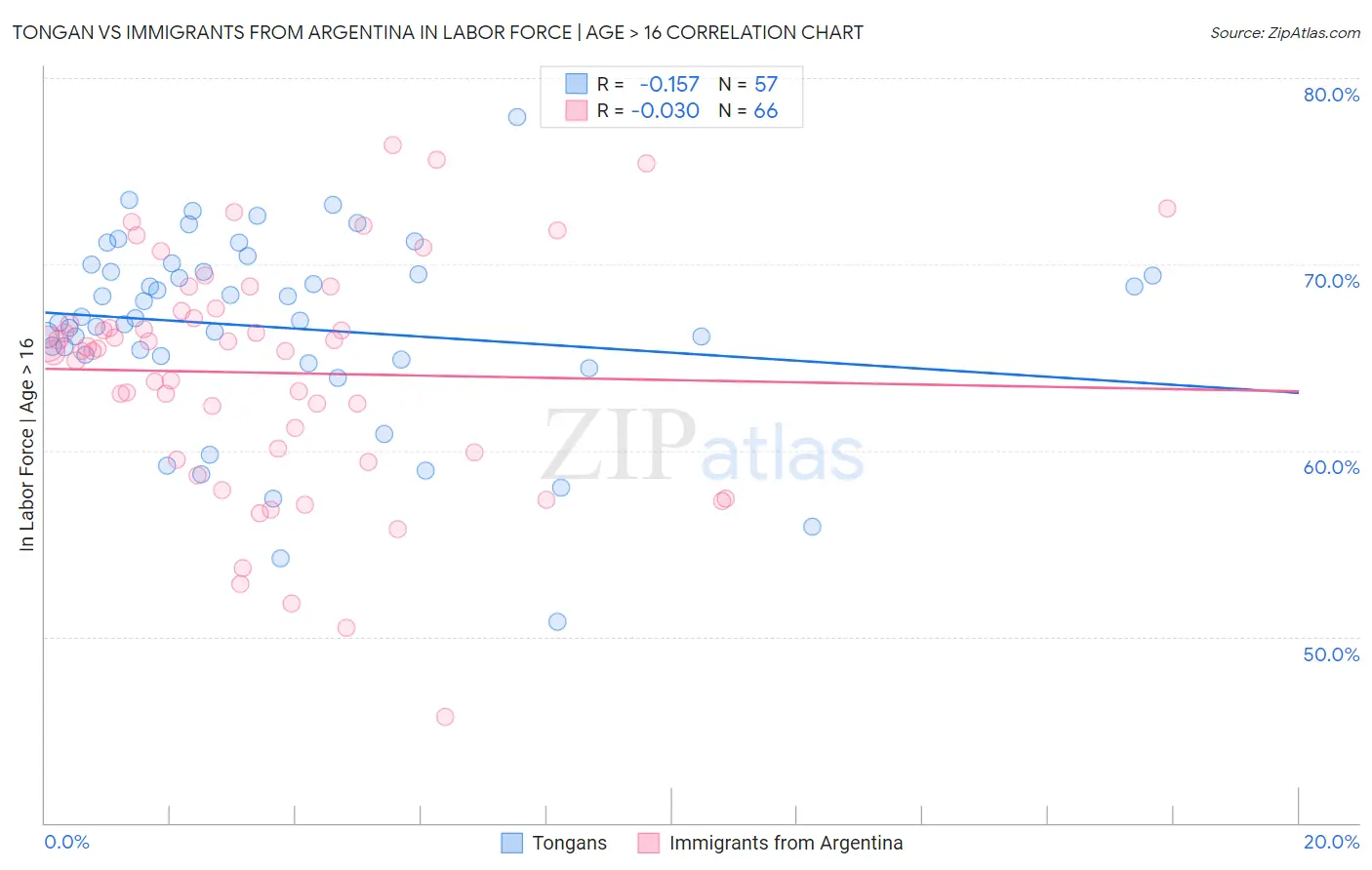 Tongan vs Immigrants from Argentina In Labor Force | Age > 16