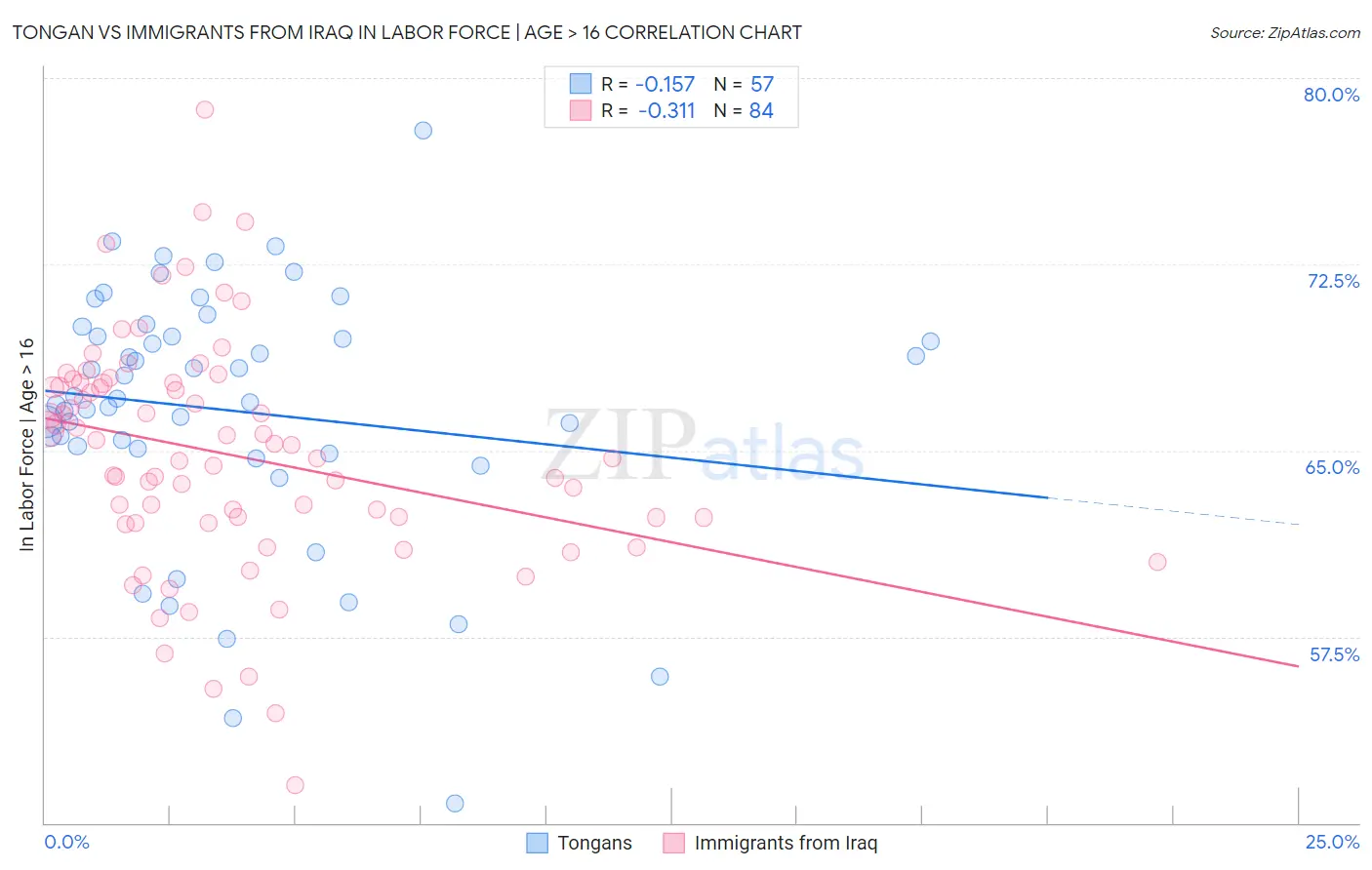 Tongan vs Immigrants from Iraq In Labor Force | Age > 16