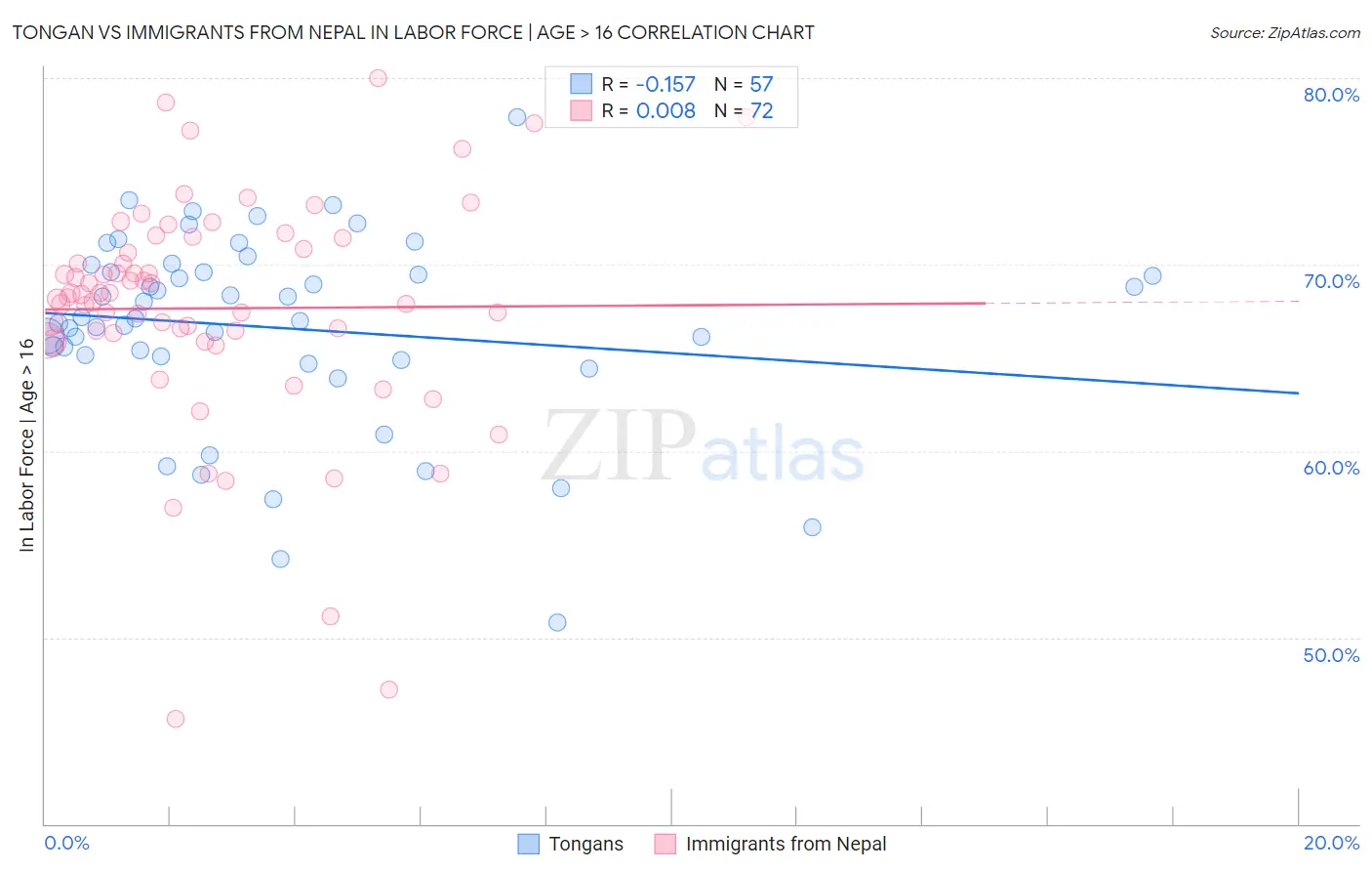 Tongan vs Immigrants from Nepal In Labor Force | Age > 16