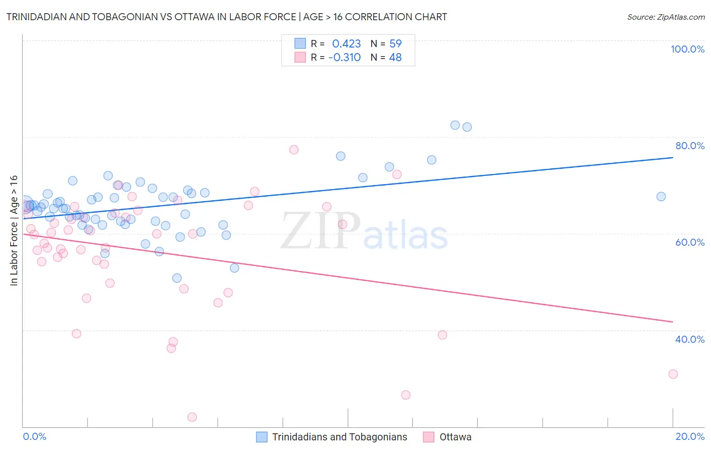 Trinidadian and Tobagonian vs Ottawa In Labor Force | Age > 16