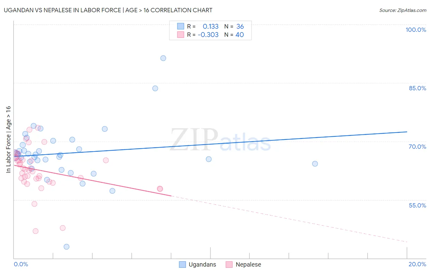 Ugandan vs Nepalese In Labor Force | Age > 16