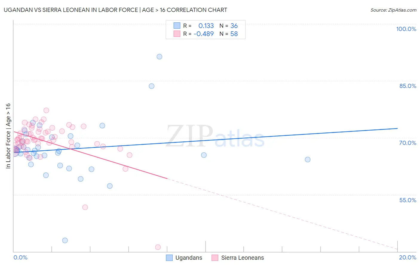 Ugandan vs Sierra Leonean In Labor Force | Age > 16