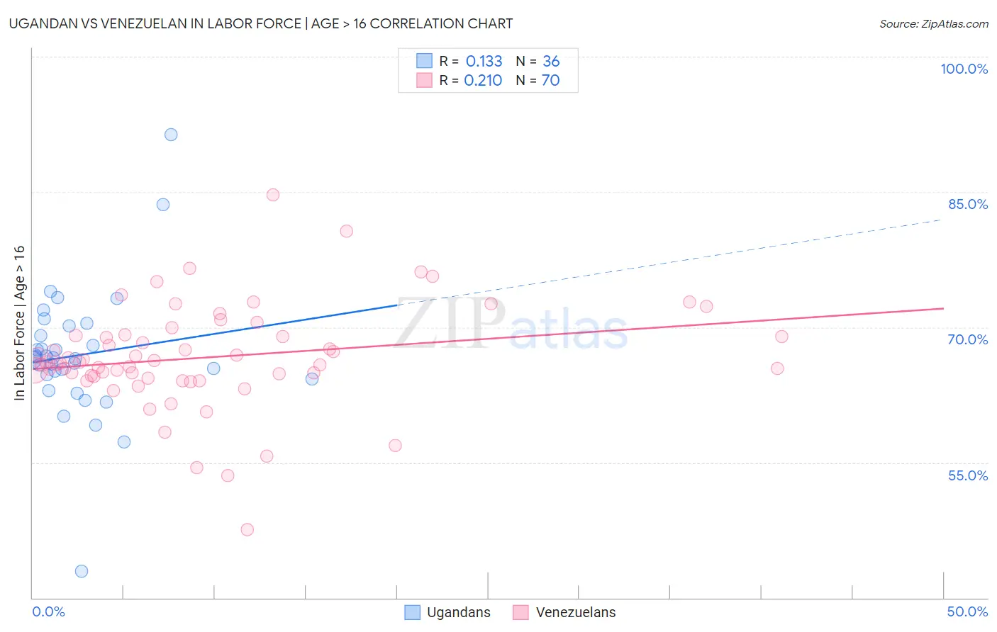 Ugandan vs Venezuelan In Labor Force | Age > 16