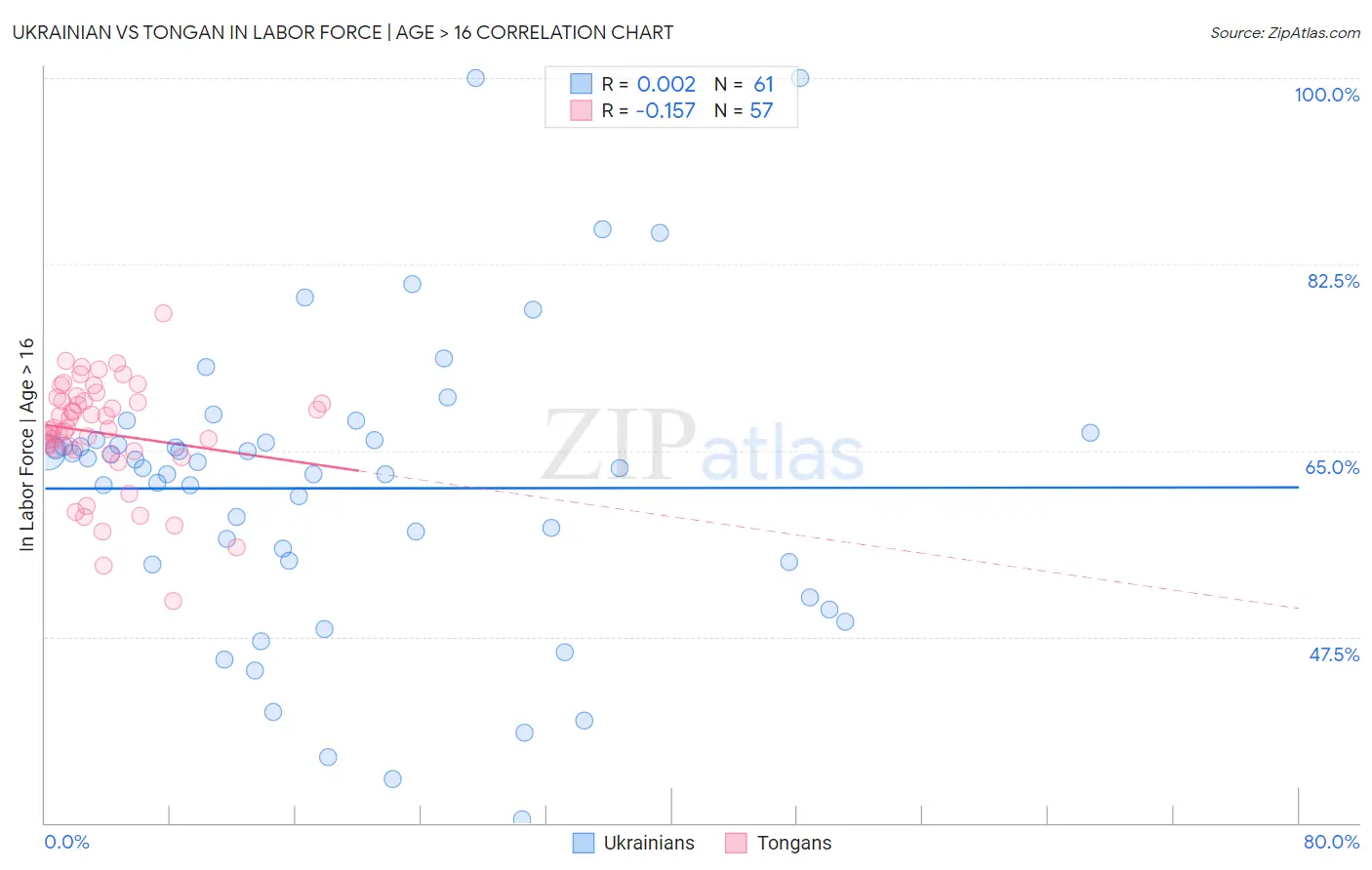 Ukrainian vs Tongan In Labor Force | Age > 16