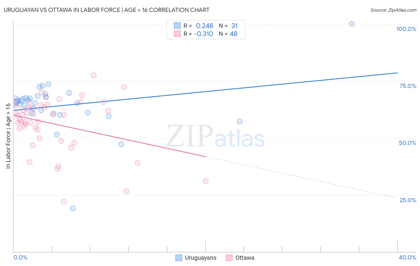 Uruguayan vs Ottawa In Labor Force | Age > 16