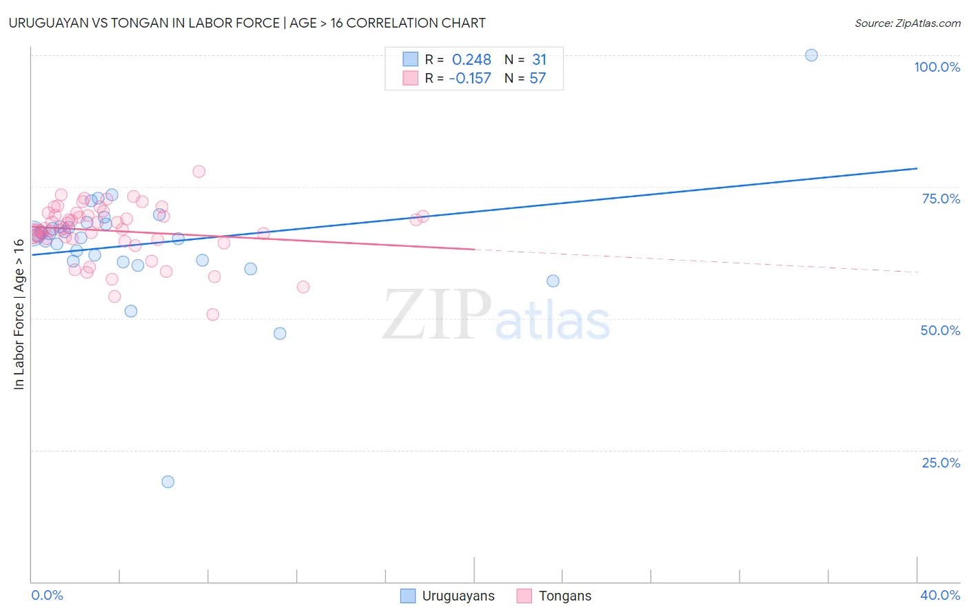 Uruguayan vs Tongan In Labor Force | Age > 16