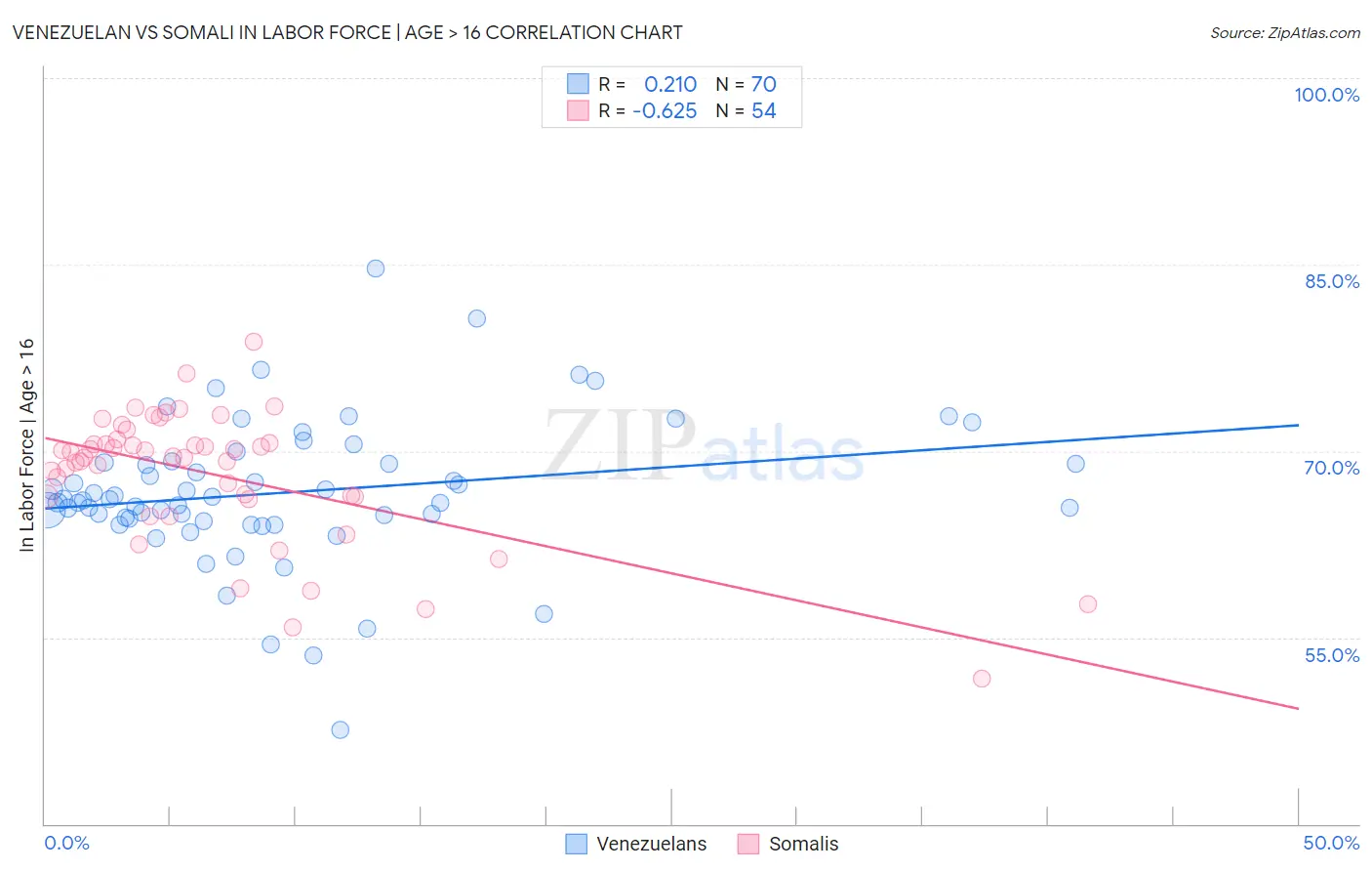 Venezuelan vs Somali In Labor Force | Age > 16