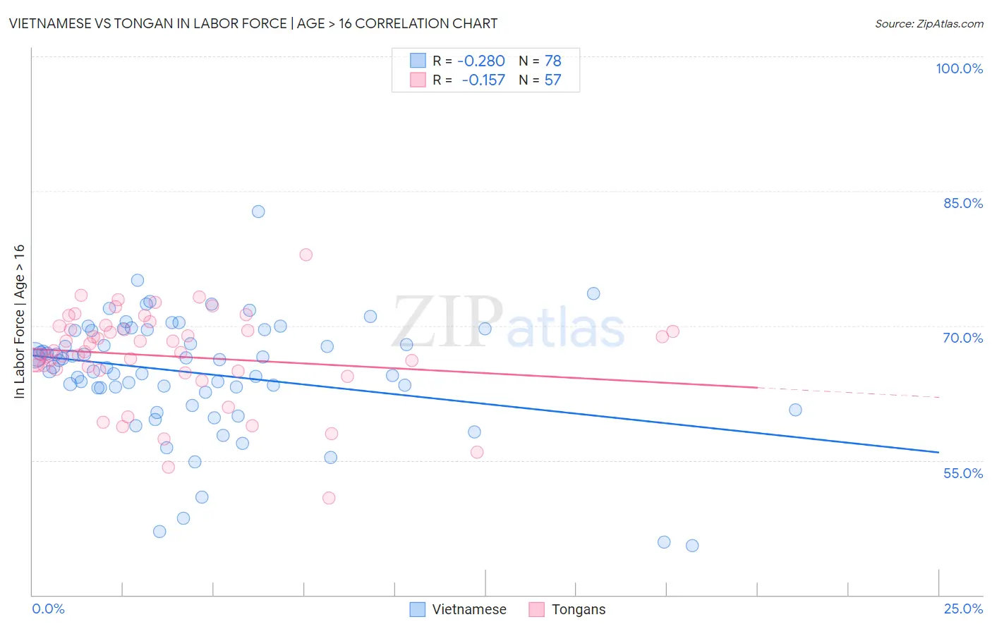 Vietnamese vs Tongan In Labor Force | Age > 16