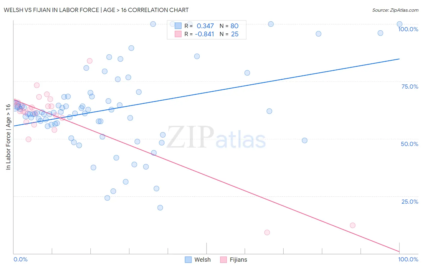Welsh vs Fijian In Labor Force | Age > 16
