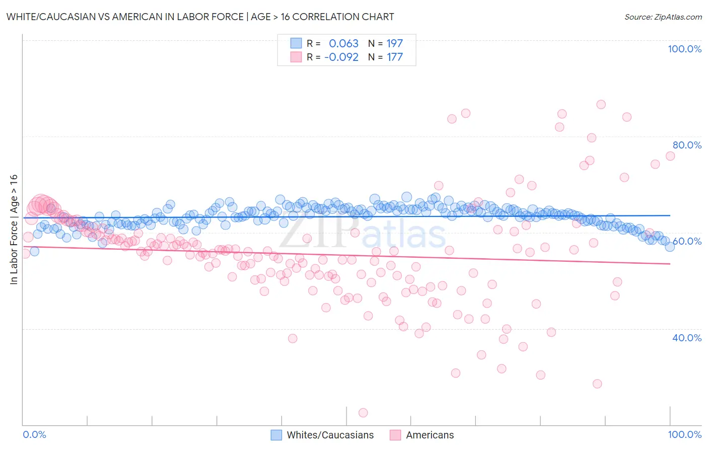 White/Caucasian vs American In Labor Force | Age > 16