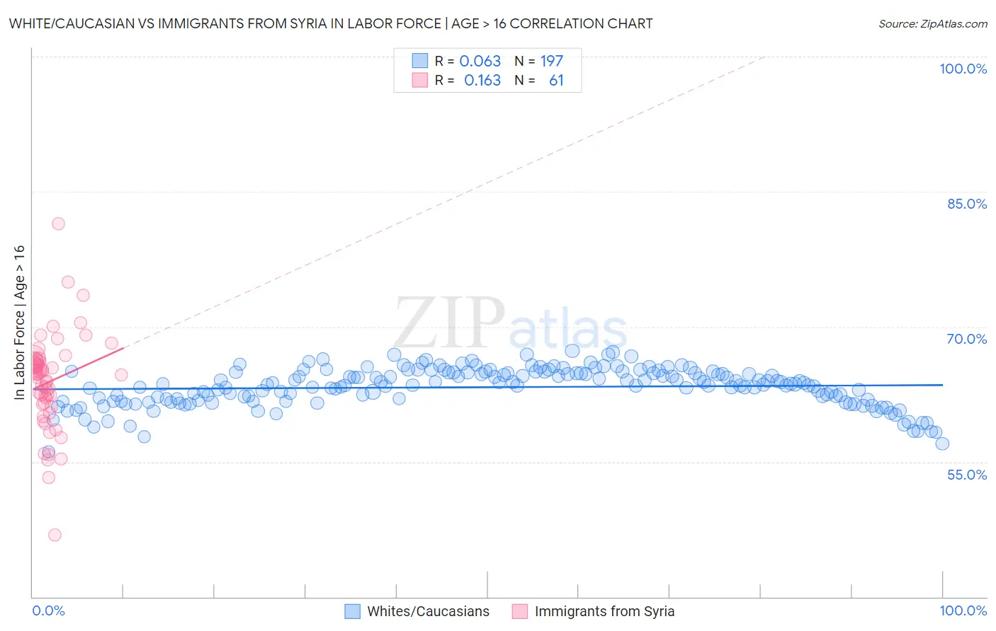 White/Caucasian vs Immigrants from Syria In Labor Force | Age > 16