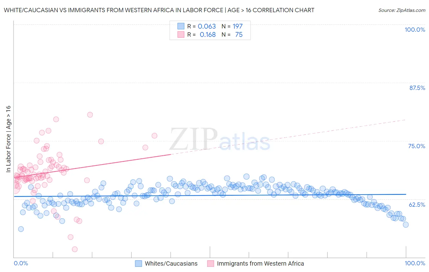 White/Caucasian vs Immigrants from Western Africa In Labor Force | Age > 16
