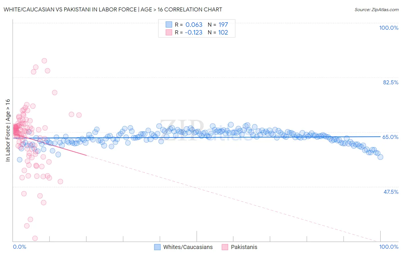 White/Caucasian vs Pakistani In Labor Force | Age > 16