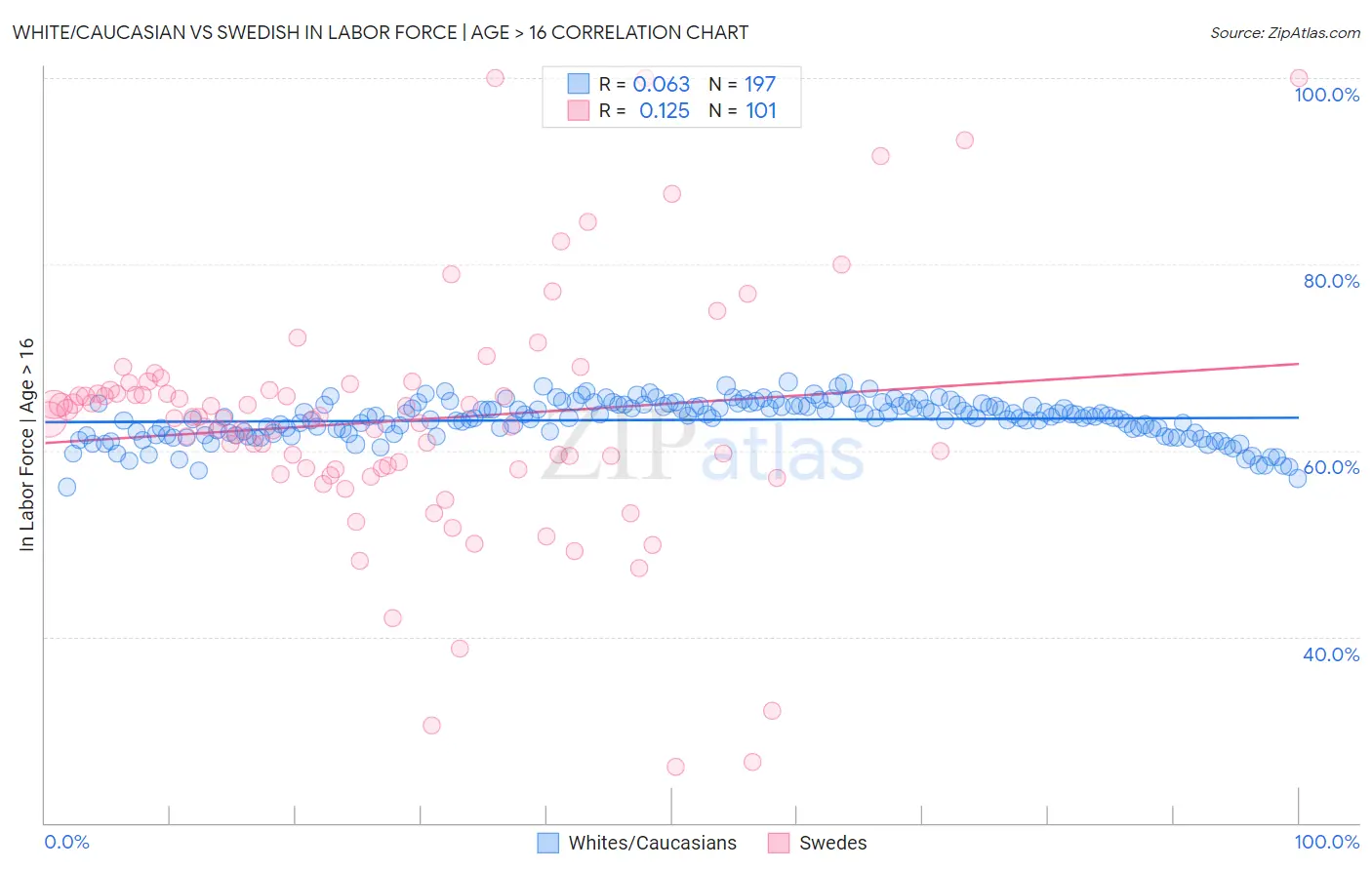 White/Caucasian vs Swedish In Labor Force | Age > 16