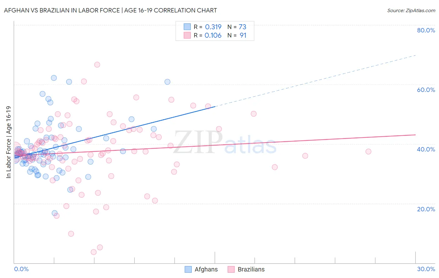 Afghan vs Brazilian In Labor Force | Age 16-19