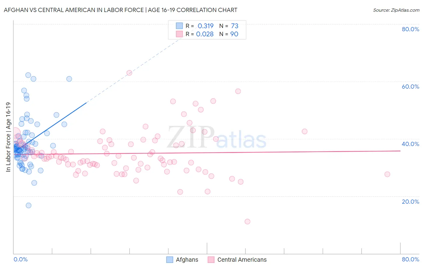 Afghan vs Central American In Labor Force | Age 16-19