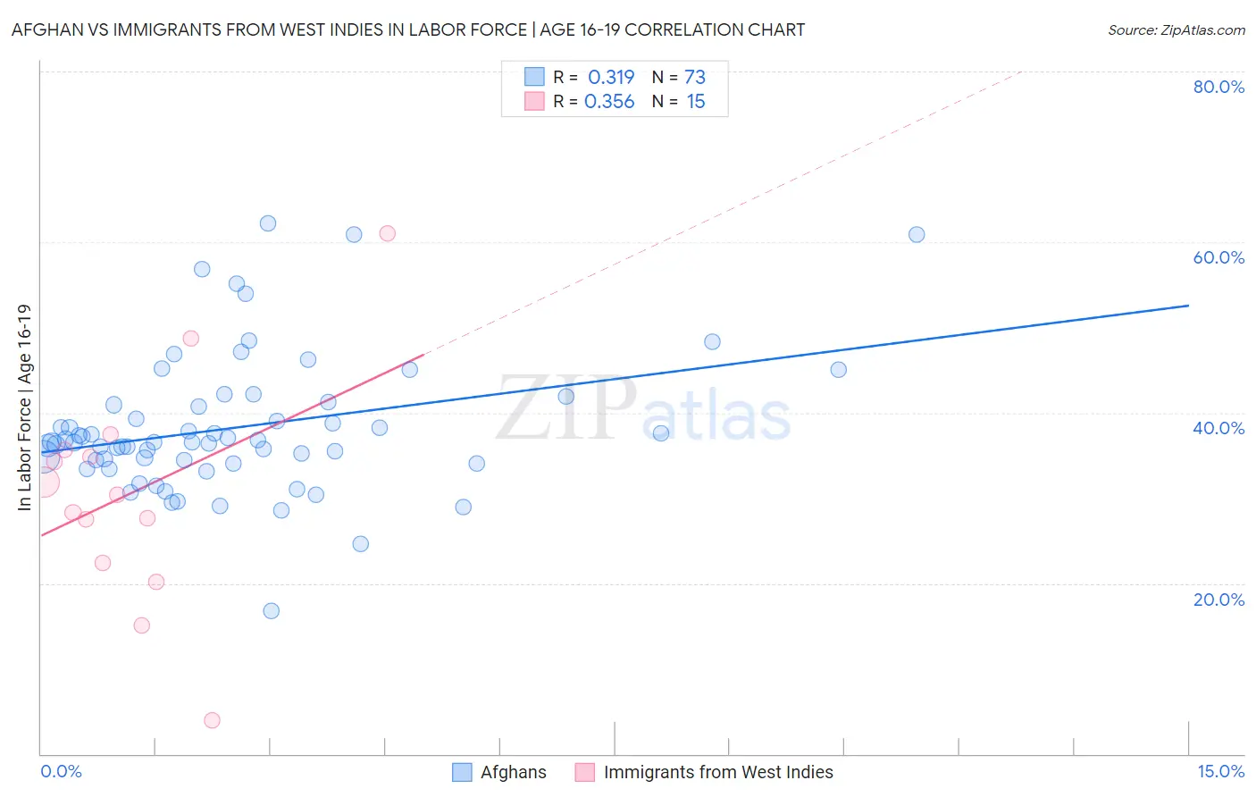 Afghan vs Immigrants from West Indies In Labor Force | Age 16-19
