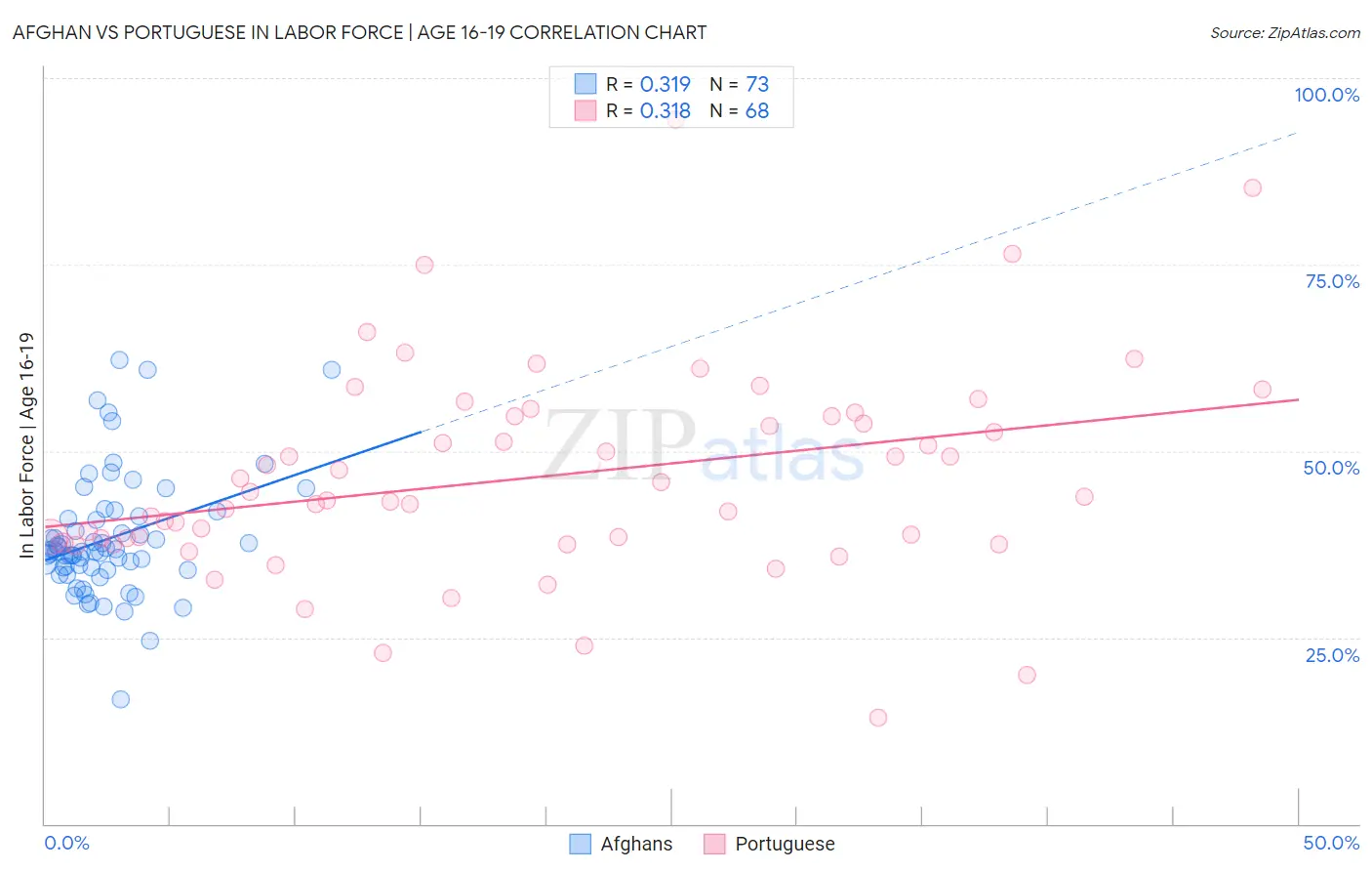 Afghan vs Portuguese In Labor Force | Age 16-19