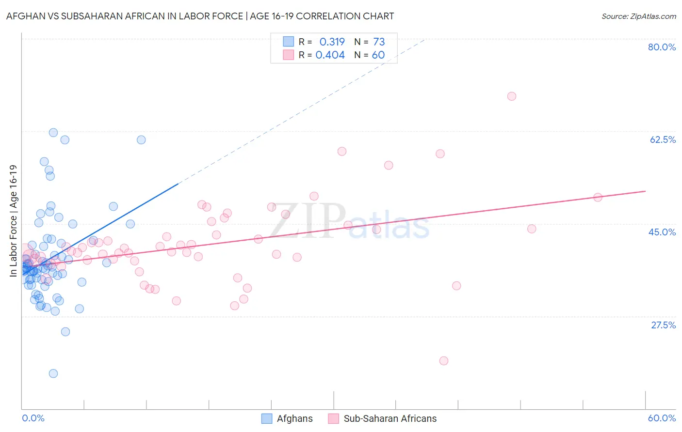 Afghan vs Subsaharan African In Labor Force | Age 16-19